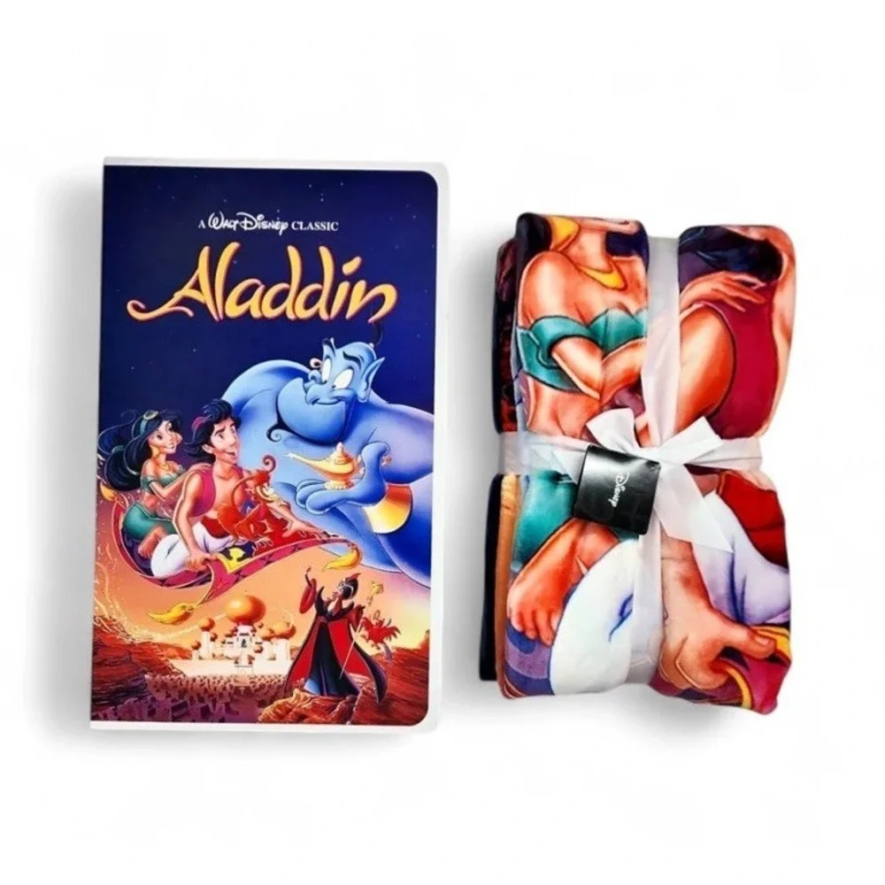 Disney's Aladdin Retro VHS Boxed Silk Classic Throw Blanket Brand New Sealed